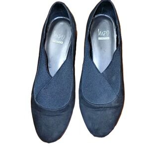 Impo Stretch Women's   Slip on Shoes 8.5 Black Faux Suede 1 inch wedge